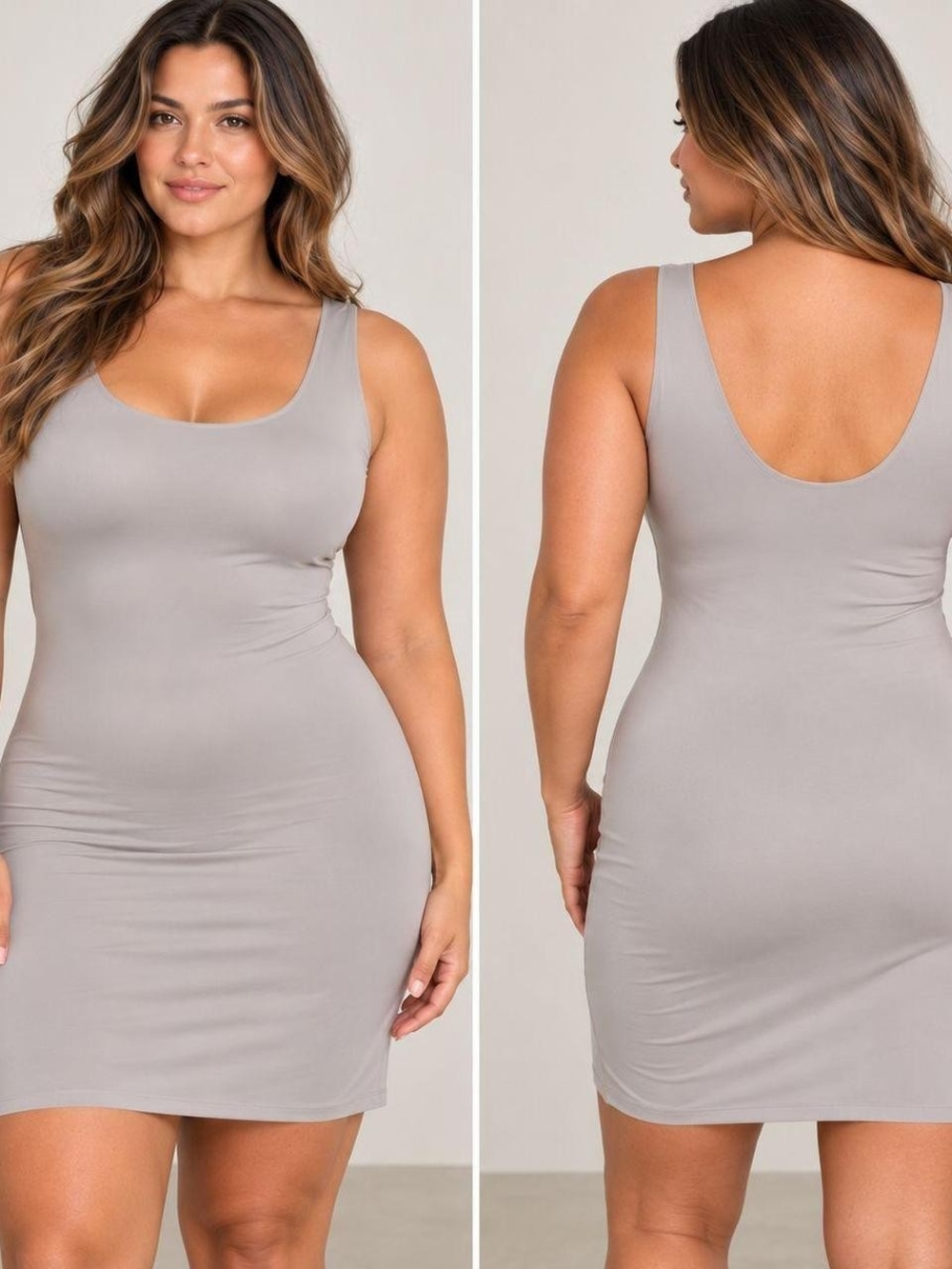 NEW - SPANX Scoop Neck Shapewear Reversible Dress - Taupe/Gray